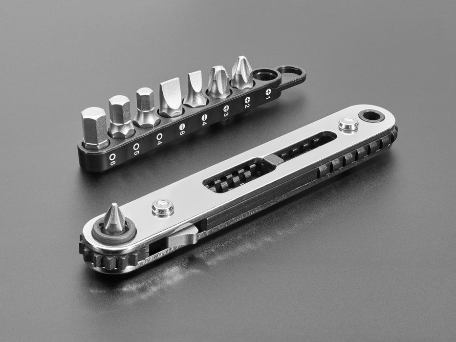 Thin Right Angle Ratchet Wrench Set with 9 Bits