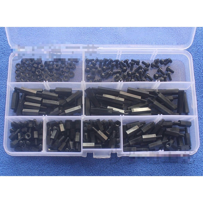 M3 Nylon Screw Black Hex Screw Nut Nylon PCB Standoff Assortment Kit 250pcs