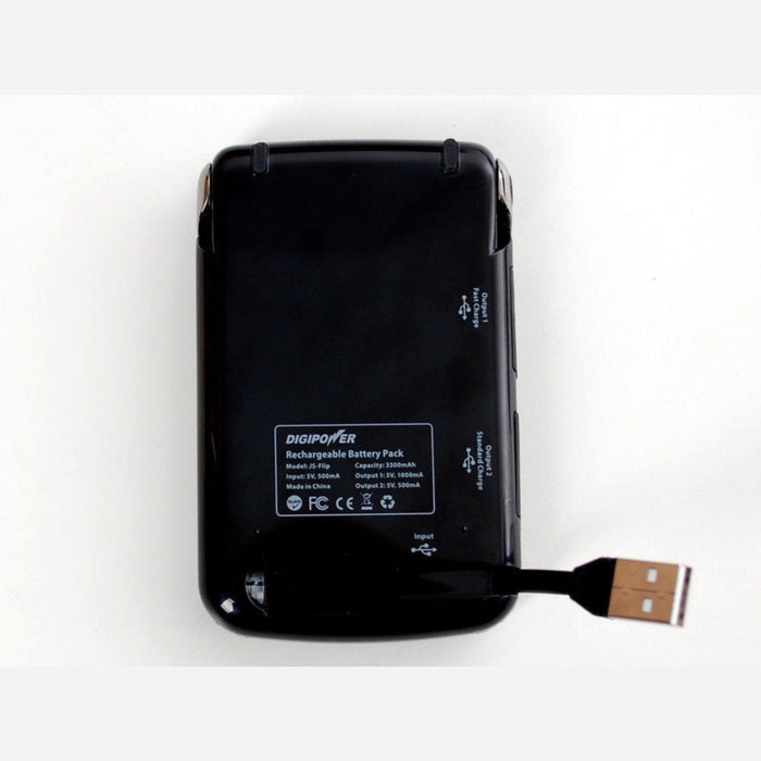 USB Battery Pack for Raspberry Pi - 3300mAh - 5V @ 1A and 500mA