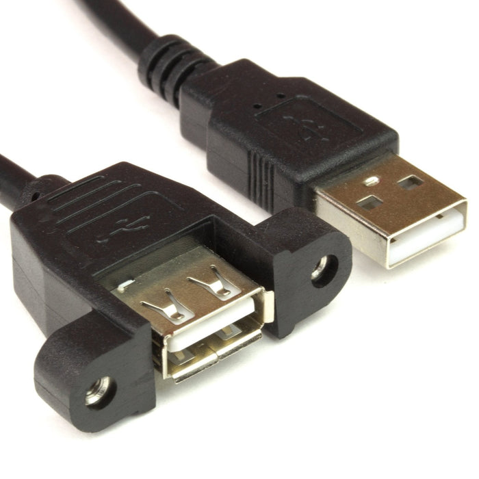 Panel Mount Extension Cables (50cm) - USB micro-B to A