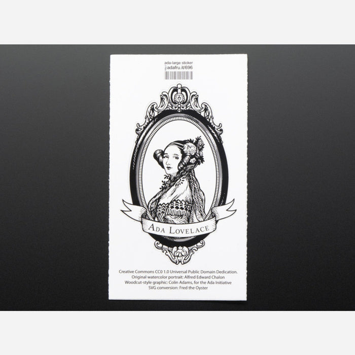 Ada Lovelace, large, oval black and white - Sticker!
