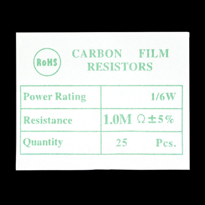 Resistor 1.0M Ohm 1/6th Watt PTH - 20 pack