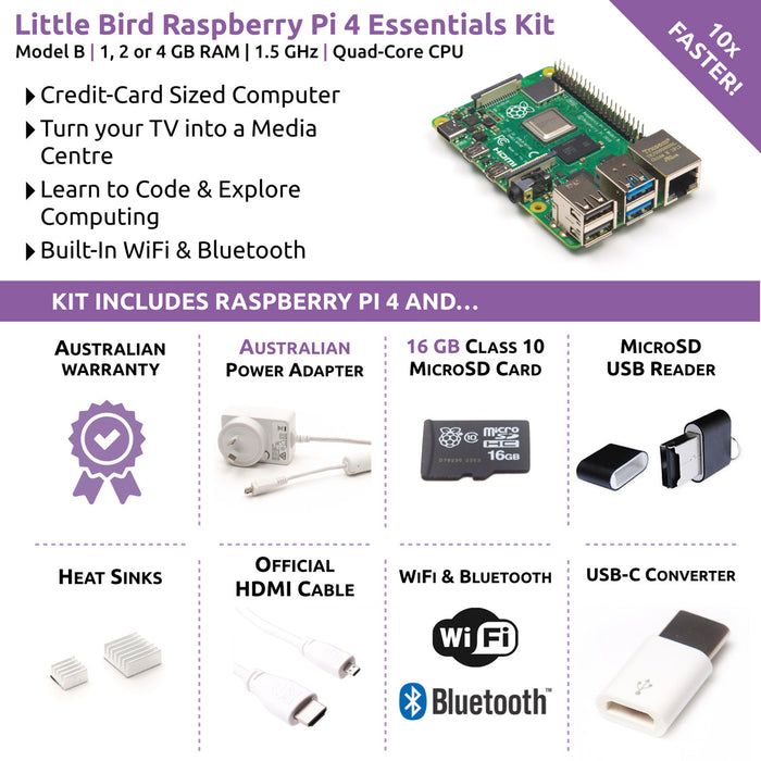 Little Bird Raspberry Pi 4 Essentials Kit (4GB)