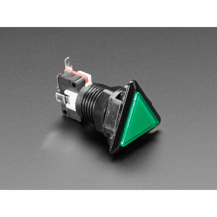 LED Illuminated Triangle Pushbutton A.K.A 1960s Sci-Fi Buttons - Green