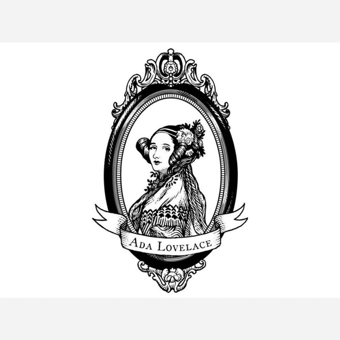 Ada Lovelace, large, oval black and white - Sticker!