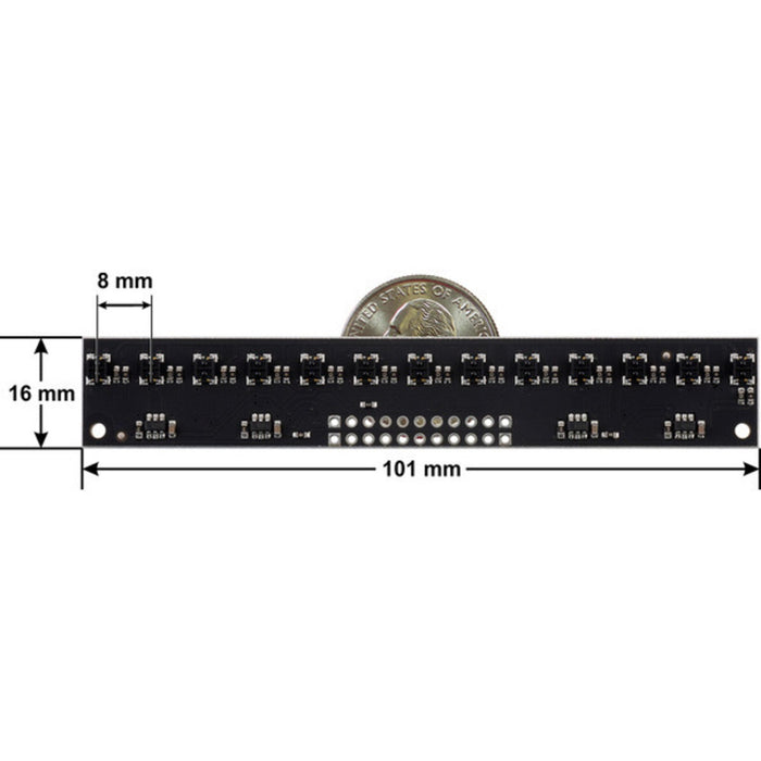 QTRX-MD-13A Reflectance Sensor Array: 13-Channel, 8mm Pitch, Analog Output, Low Current