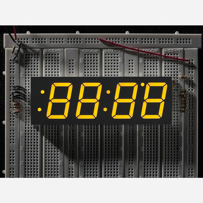 Yellow 7-segment clock display - 1.2 digit height
