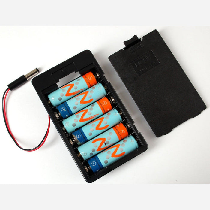6 x AA battery holder with 5.5mm/2.1mm plug
