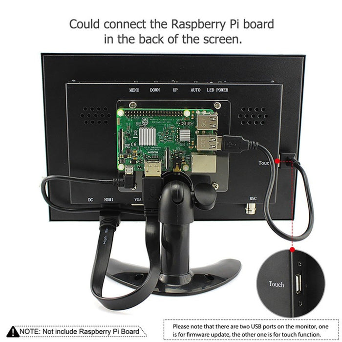 10.1 Inch Metal Shell IPS TFT 1280x800 Portable Monitor with Touch Function for Raspberry Pi