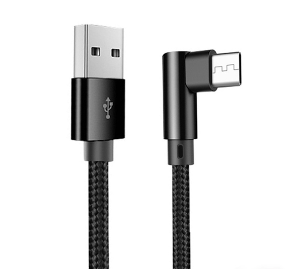 Right Angle USB Fabric Cable - A/MicroB