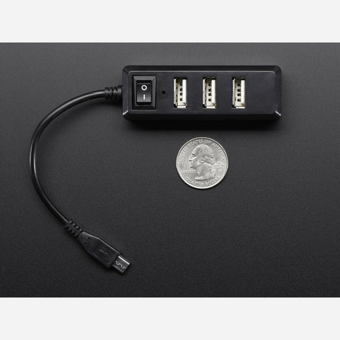 USB Mini Hub with Power Switch - OTG Micro-USB