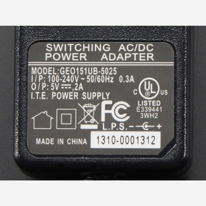 5V 2A (2000mA) switching power supply - UL Listed