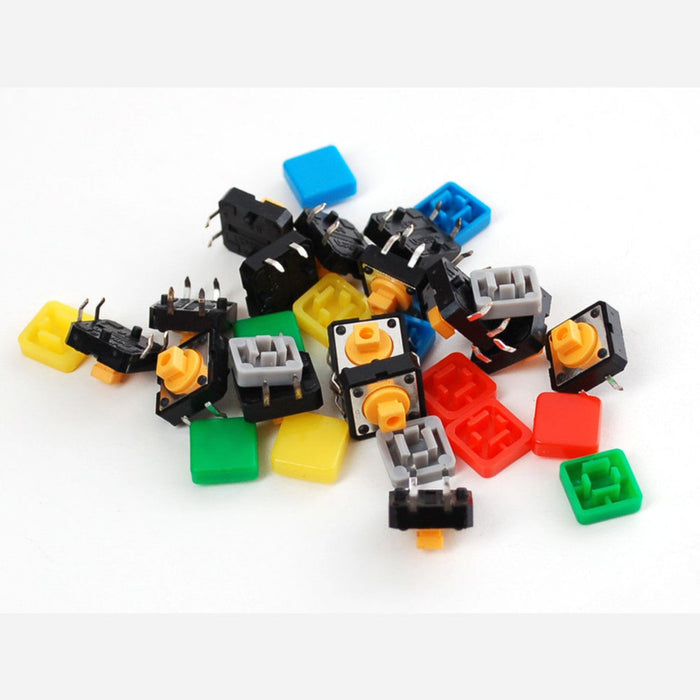 Colorful Square Tactile Button Switch Assortment - 15 pack