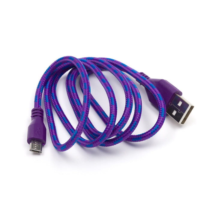 USB Patterned Fabric Cable - A/MicroB 1m