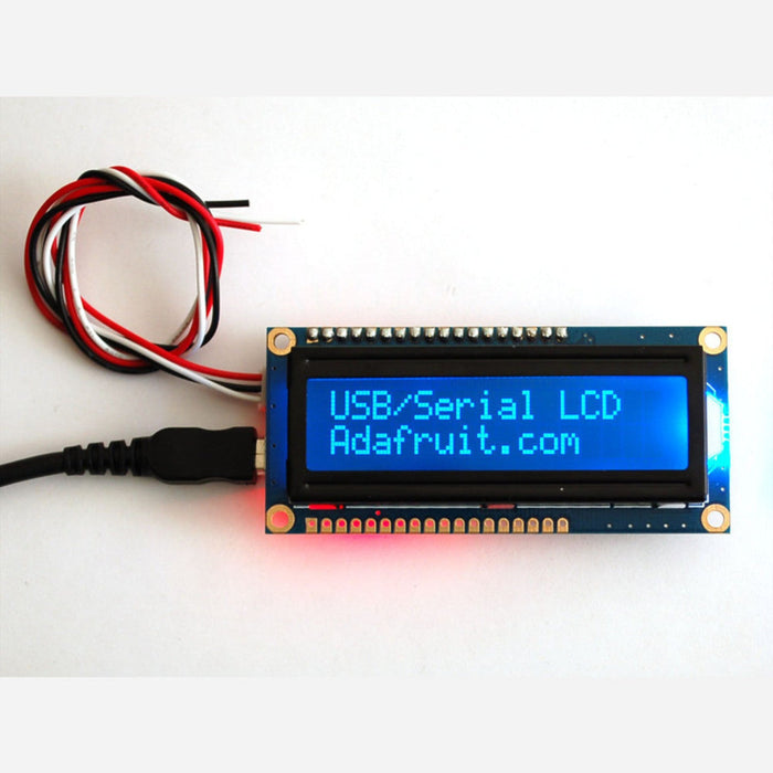 USB + Serial Backpack Kit with 16x2 RGB backlight negative LCD [RGB on Black]