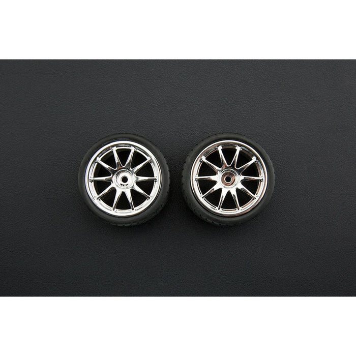 D65mm Rubber Wheel Pair - Silver (Without Shaft)