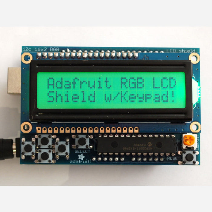 RGB LCD Shield Kit w/ 16x2 Character Display - Only 2 pins used! [POSITIVE DISPLAY]