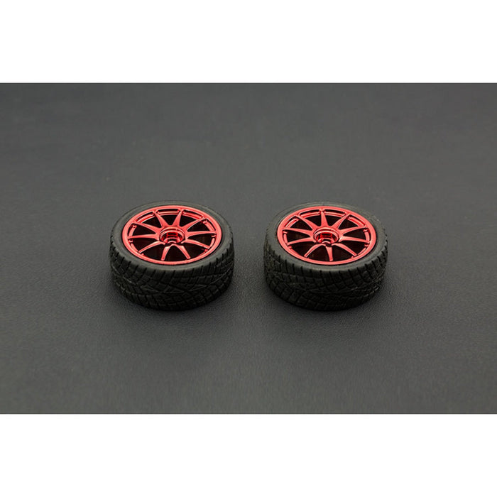 D65mm Rubber Wheel Pair - Red (Without Shaft)