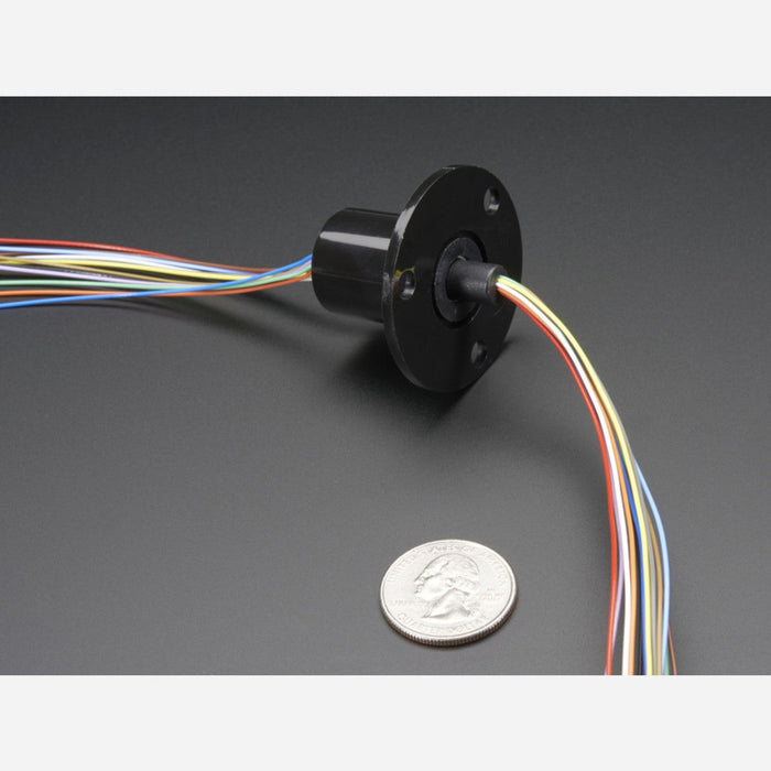 Slip Ring with Flange - 22mm diameter, 12 wires, max 240V @ 2A