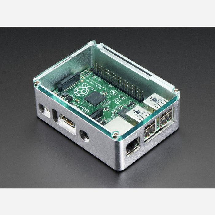 Anidees Silver Case w/ Crystal Top for Raspberry Pi B+/Pi 2/Pi 3