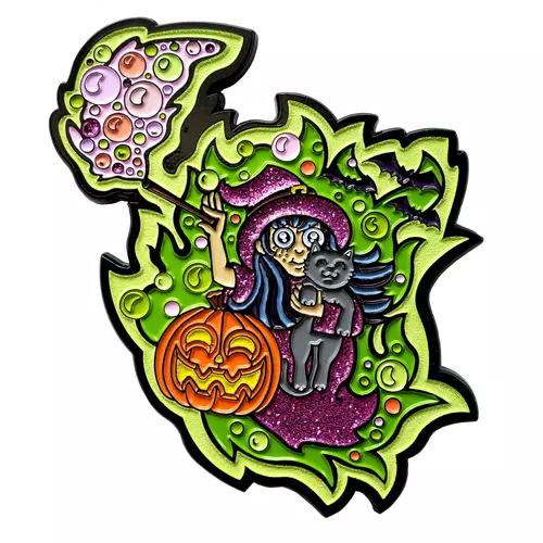 Glowing Halloween Witch Enamel Pin