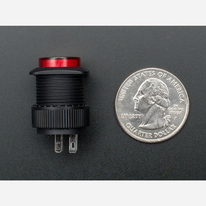 16mm Illuminated Pushbutton - Red Latching On/Off Switch