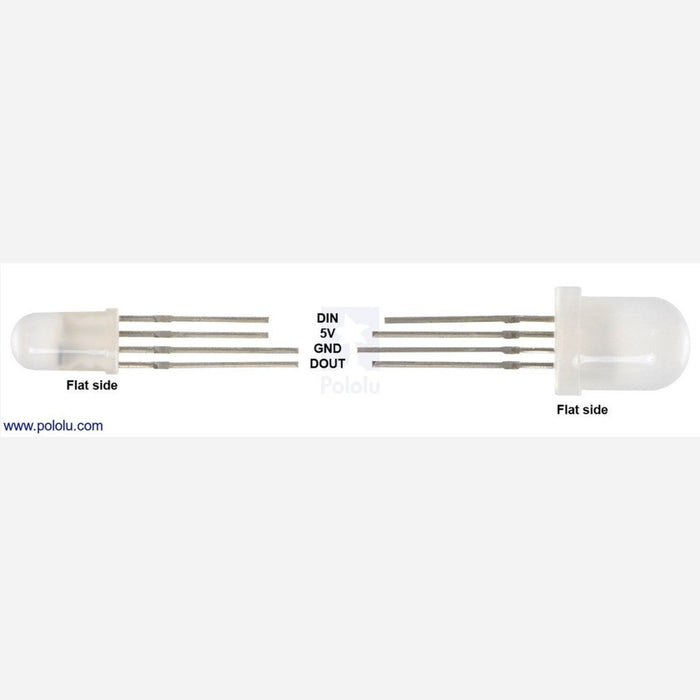 Addressable Through-Hole 8mm RGB LED with Diffused Lens, WS2811 Driver (10-Pack)