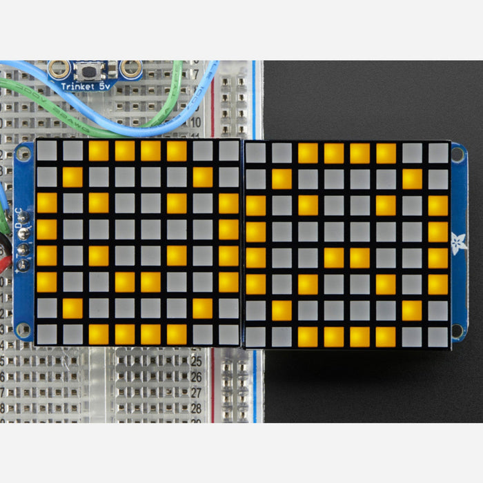 16x8 1.2 LED Matrix + Backpack -Ultra Bright Square Yellow LEDs