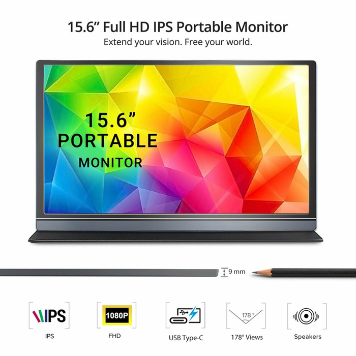 MF156C 15.6 Inch 1080P IPS 1920 x 1080 Portable Monitor Full HD USB Type C HDMI Display with Smart Cover