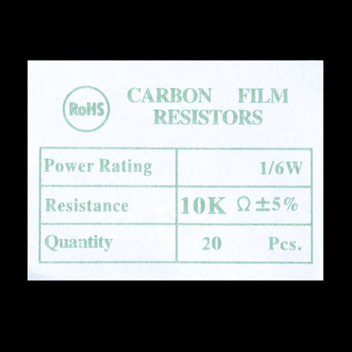 Resistor 10K Ohm 1/6th Watt PTH - 20 pack