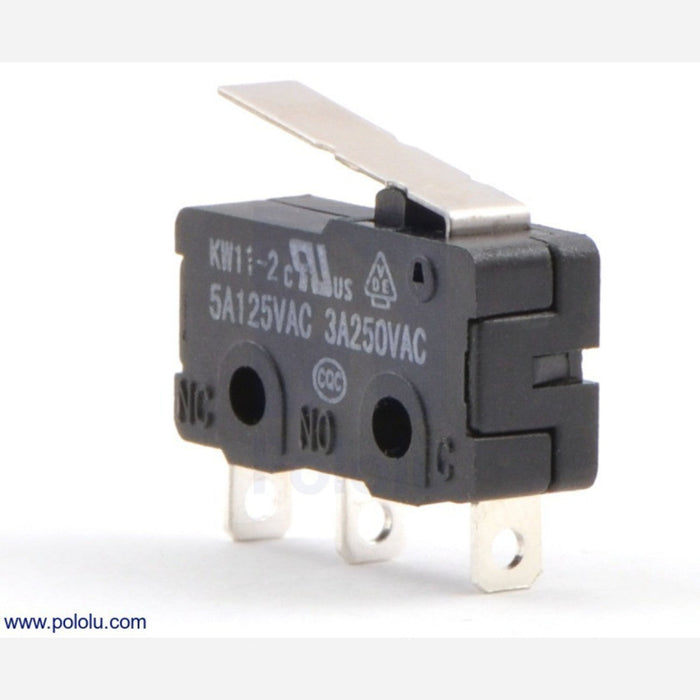 Snap-Action Switch with 16.7mm Lever: 3-Pin, SPDT, 5A
