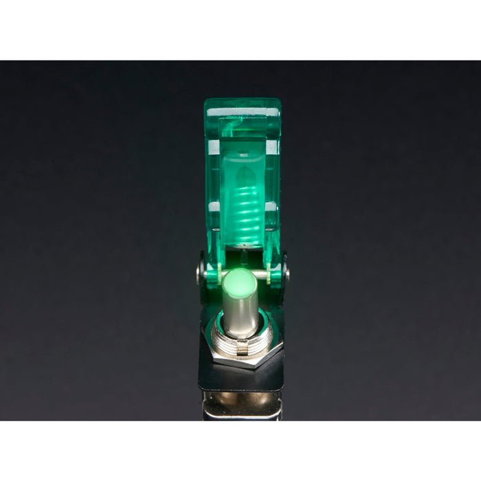 Illuminated Toggle Switch with Cover - Green