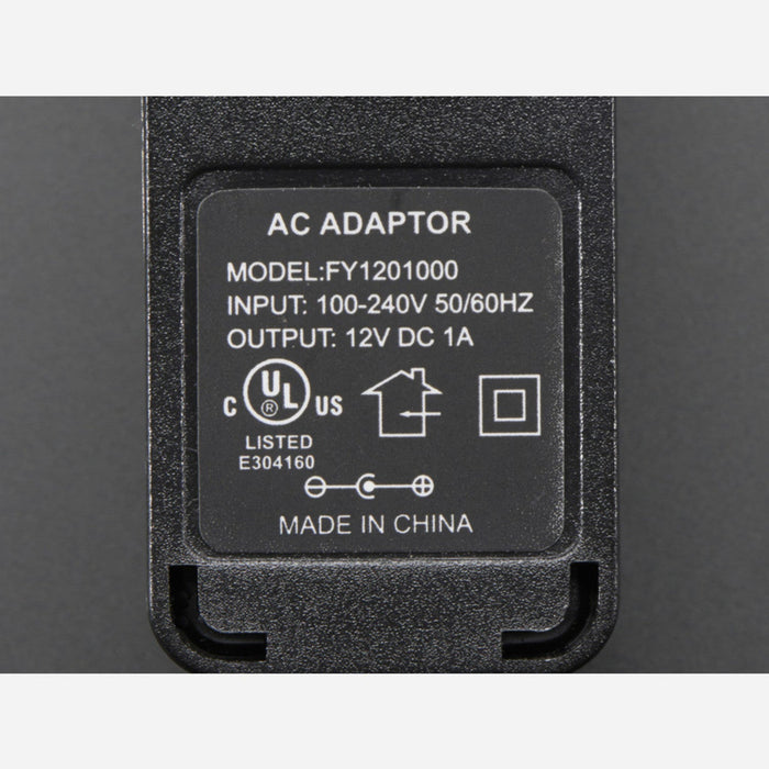 12 VDC 1000mA regulated switching power adapter - UL listed
