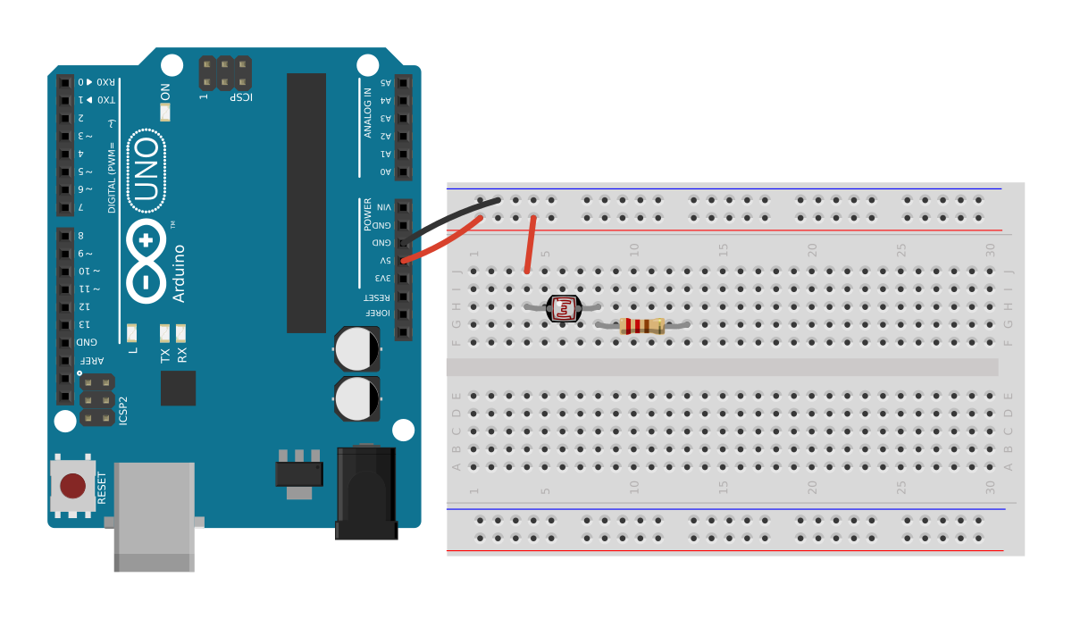 Step 6: the 10k resistor pushed in from column 8 to column 13