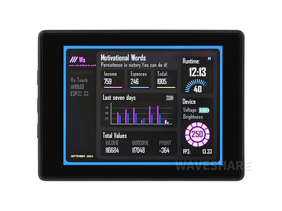 ESP32-S3 Development Board – 2.4" AMOLED Touch Display, Accelerometer & Gyroscope