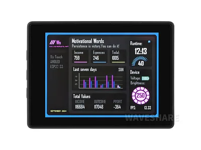 ESP32-S3 Development Board – 2.4" AMOLED Touch Display, Accelerometer & Gyroscope