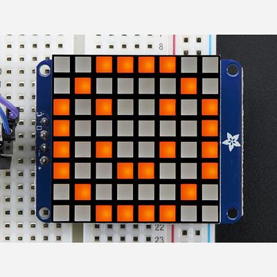 Small 1.2 8x8 Bright Square LED Matrix + Backpack - Amber
