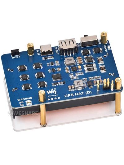 UPS HAT (D) for Raspberry Pi, Supports 21700 Li battery (NOT included), 5V Uninterruptible Power Supply, Pogo Pins Connector