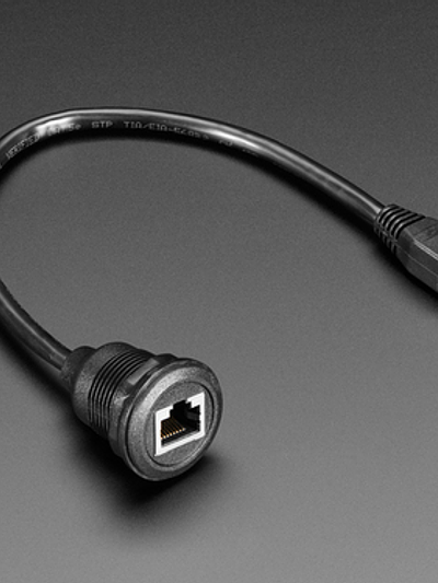 RJ-45 Ethernet Round Panel Mount Extension Cable - 30cm