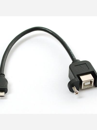 Panel Mount USB Cable - B Female to Micro-B Male