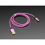 Fully Reversible Pink/Purple USB A to micro B Cable - 1m long - Image 1