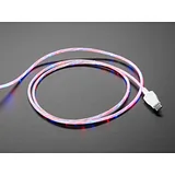 USB micro B Cable with LEDs - Blue and Red - 1 meter - Image 1