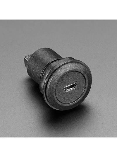 Micro USB B Jack to USB A Plug Round Panel Mount Adapter