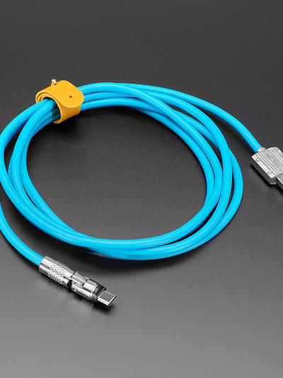 Blue USB Type C to USB A Cable with 540 Degree Rotating End