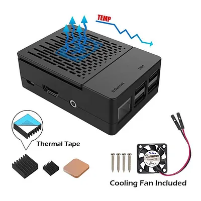 Raspberry Pi 3B+ Case with Cooling Fan + Heatsinks