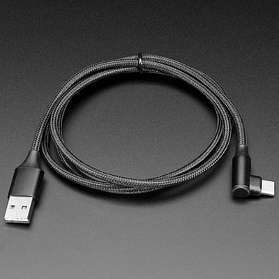 Woven USB Cable with USB Type A to Right Angle USB Type C