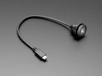 Round Panel Mount USB Cable - USB-B Socket to USB-C Plug