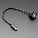 Round Panel Mount USB Cable - USB-B Socket to USB-C Plug - Image 1