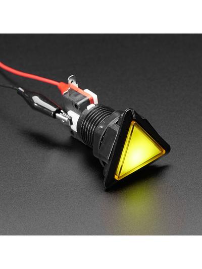 LED Illuminated Triangle Pushbutton A.K.A 1960s Sci-Fi Buttons - Yellow