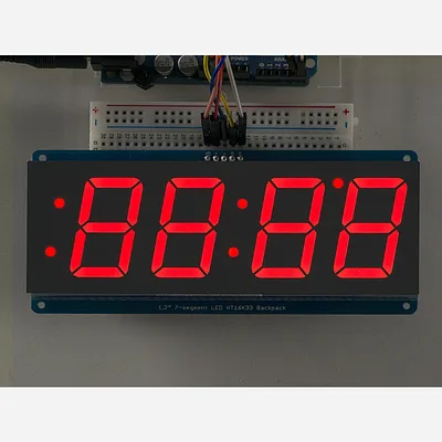 Adafruit 1.2 4-Digit 7-Segment Display w/I2C Backpack - Red